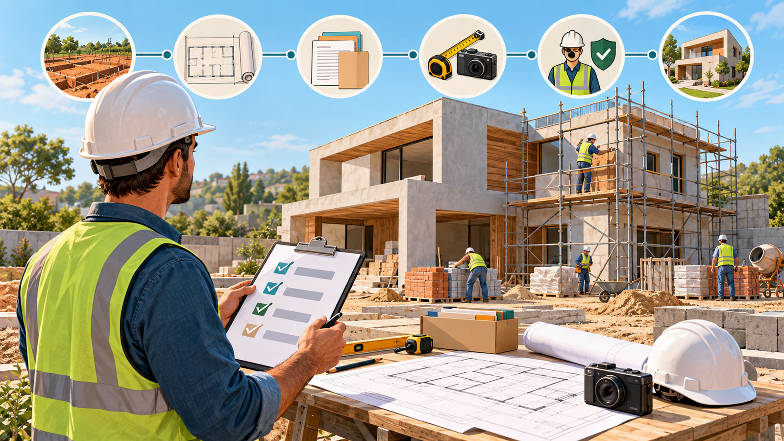 Ilustração editorial sobre Checklist final para controlar a construção da casa