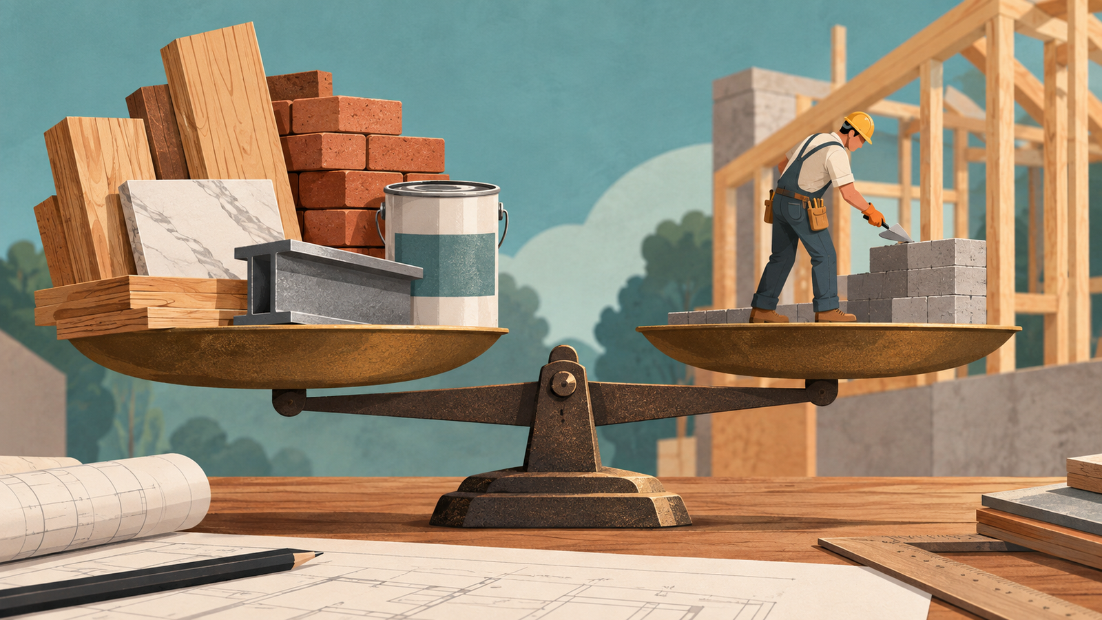 Ilustração editorial sobre material ou mão de obra
