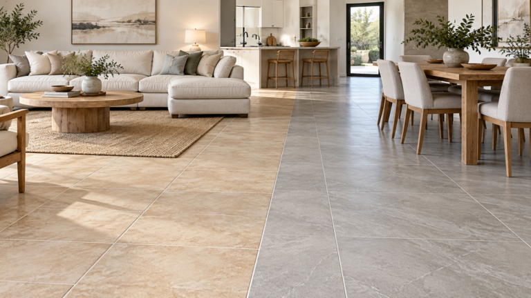 Piso ou porcelanato em comparação em ambiente residencial